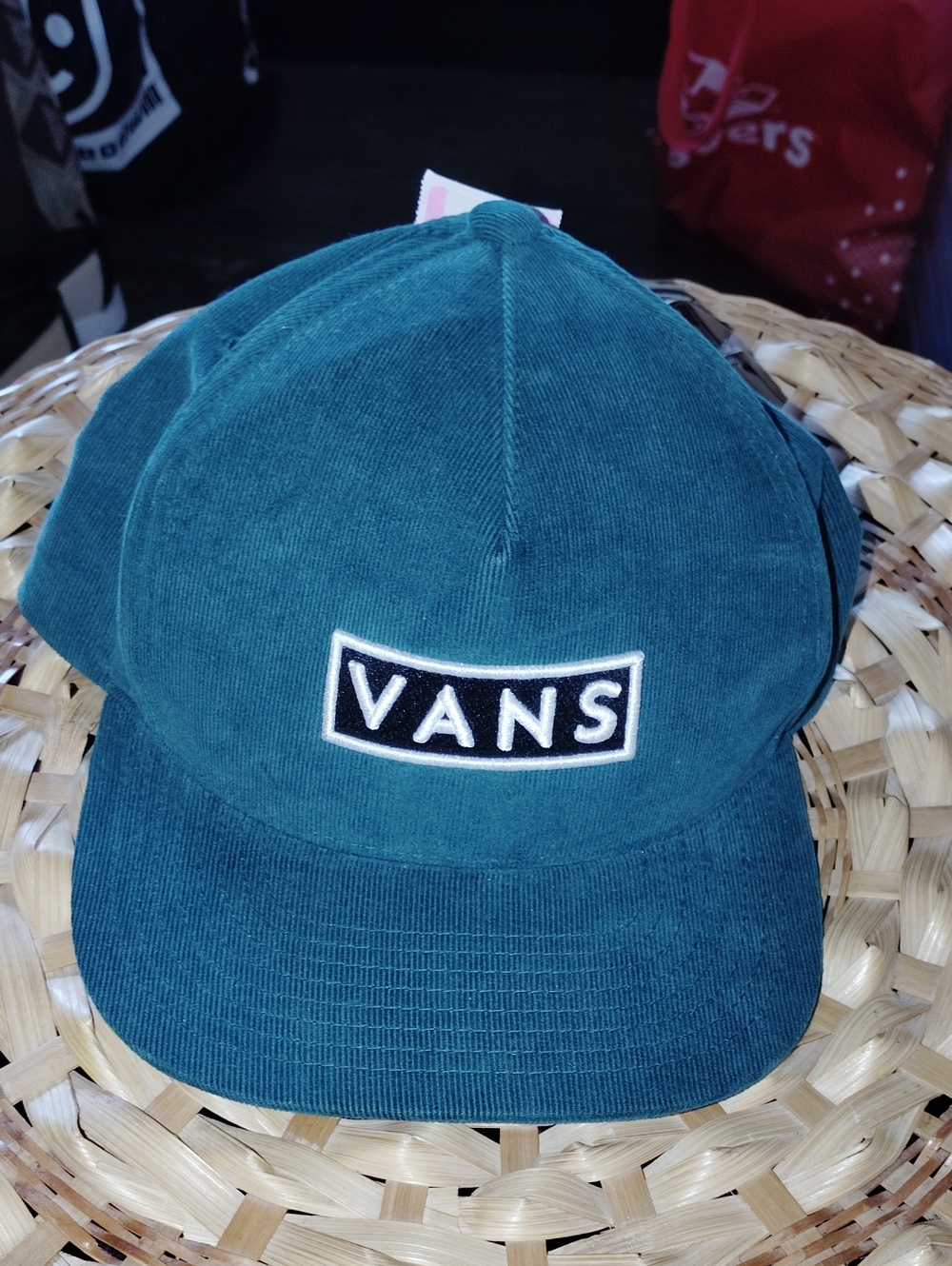 NWOT, Vans Green Corduroy Baseball Cap with Embroidered Logo